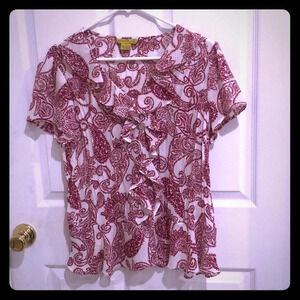 Essential Leigh women’s top red and white